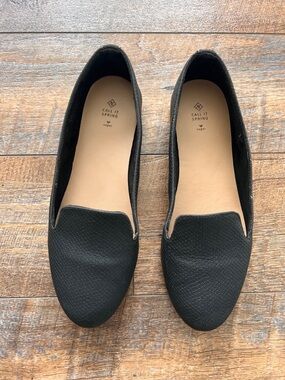 Call It Spring Black Textured Vegan Flats for Women